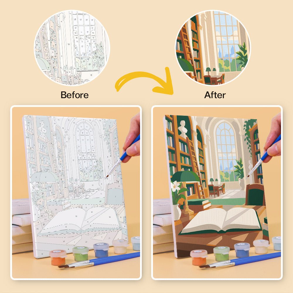 Before and after painting by numbers