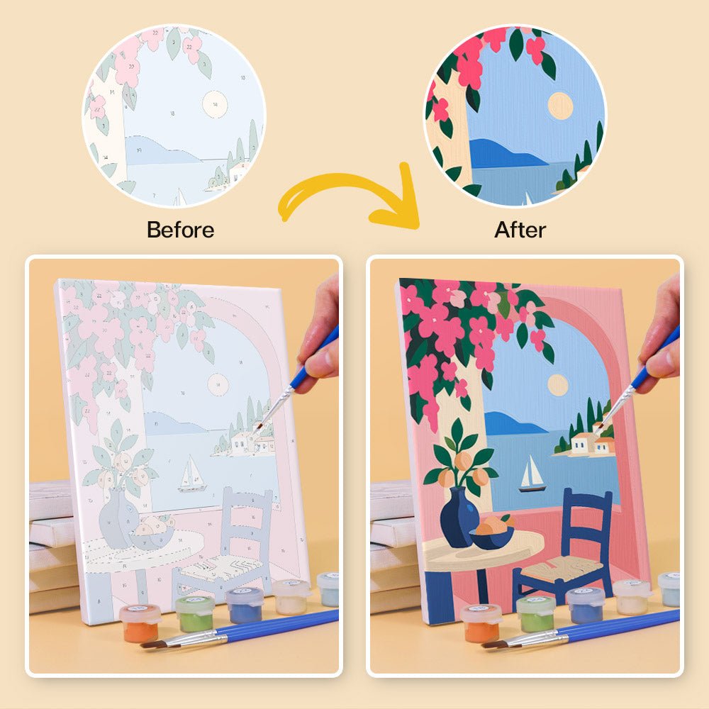 Before and after painting by numbers