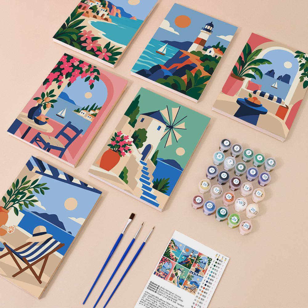 Everything in the Lighthouse Coast mini painting kit