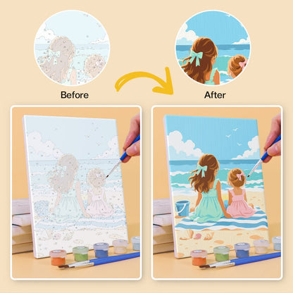Before and after painting by numbers