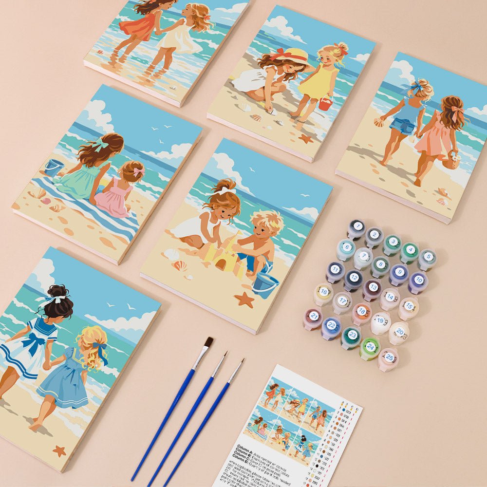 Everything in the Little Beach Days mini painting kit