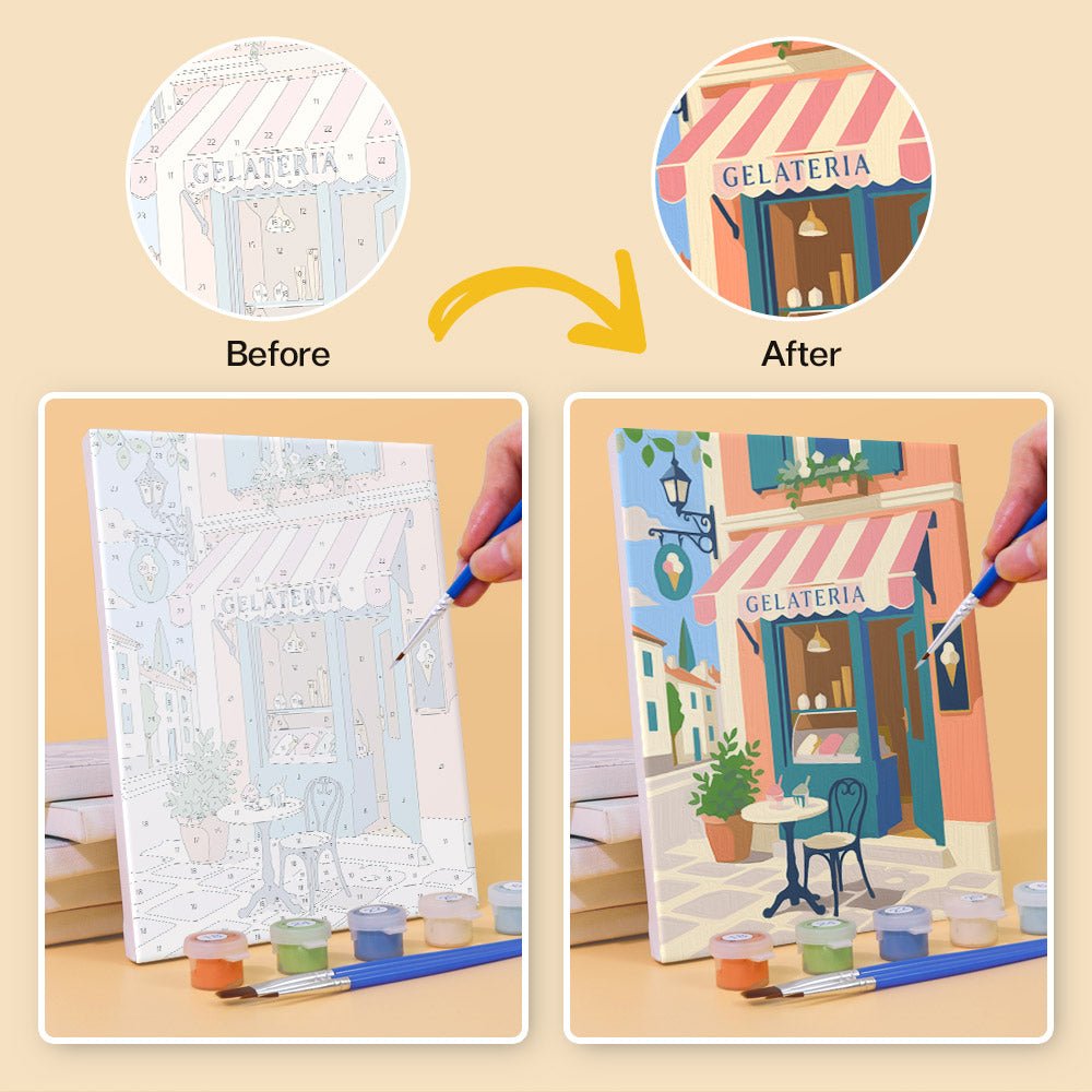 Before and after painting by numbers