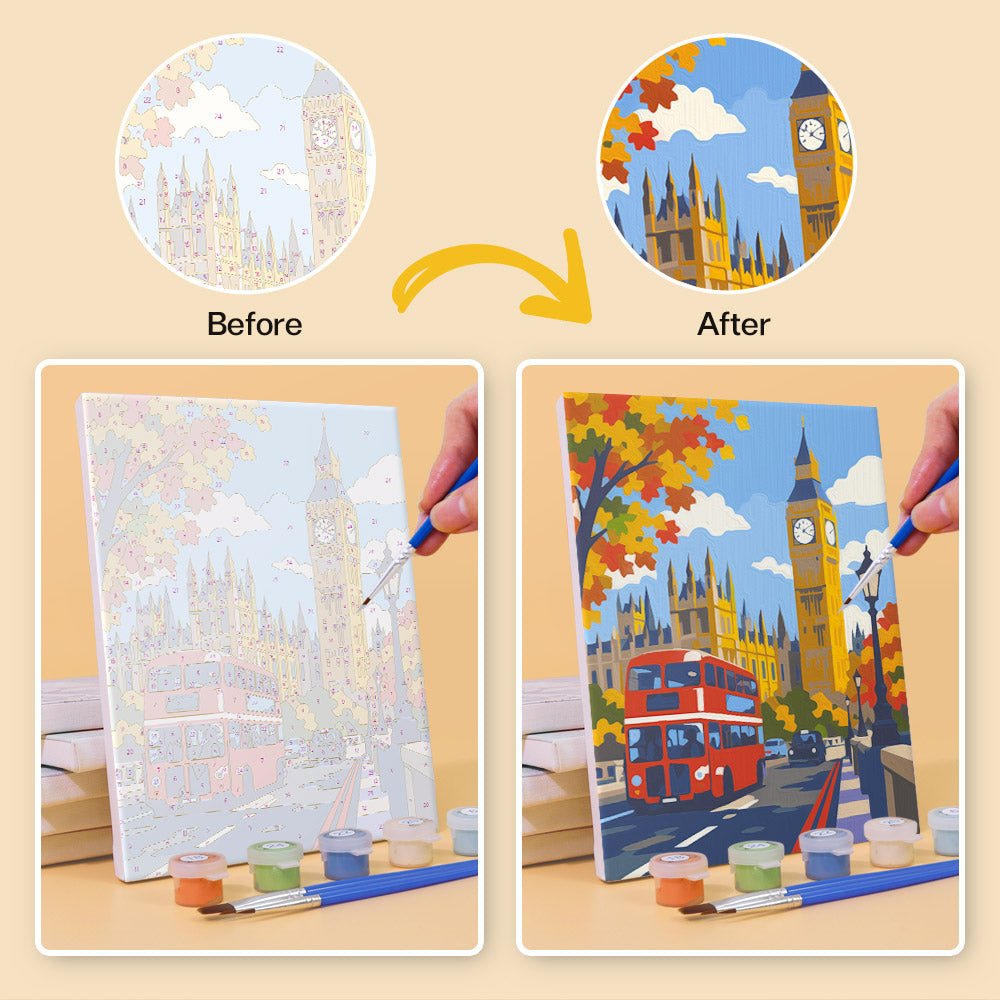 Before and after painting by numbers
