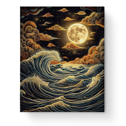 Lunar Waves Tranquility - Sea Landscape - Judy Paint