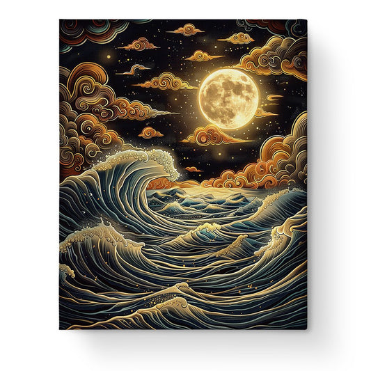 Lunar Waves Tranquility - Sea Landscape - Judy Paint