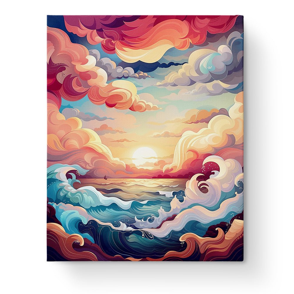 Majestic Sunset Waves - Sea Landscape - Judy Paint