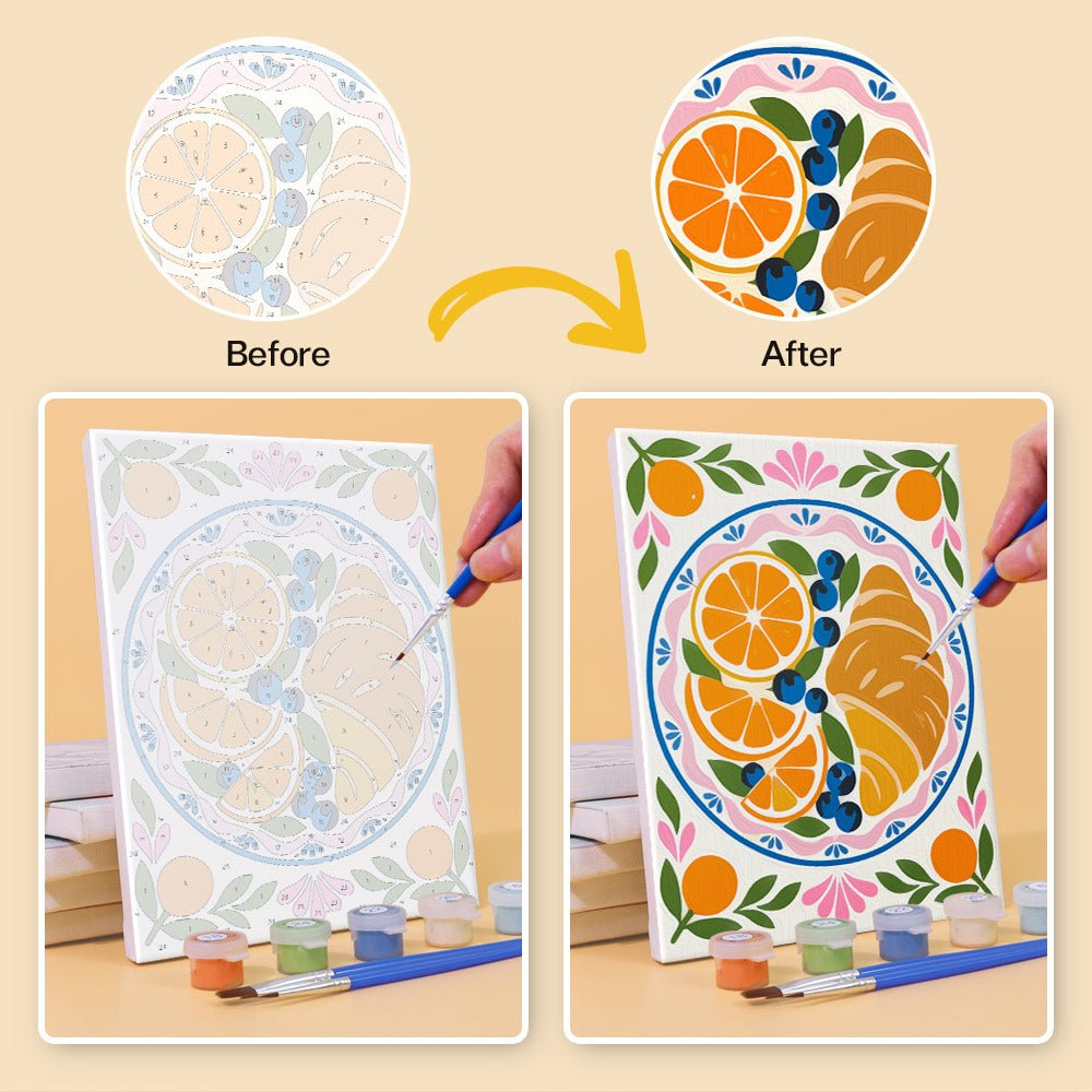 Before and after painting by numbers
