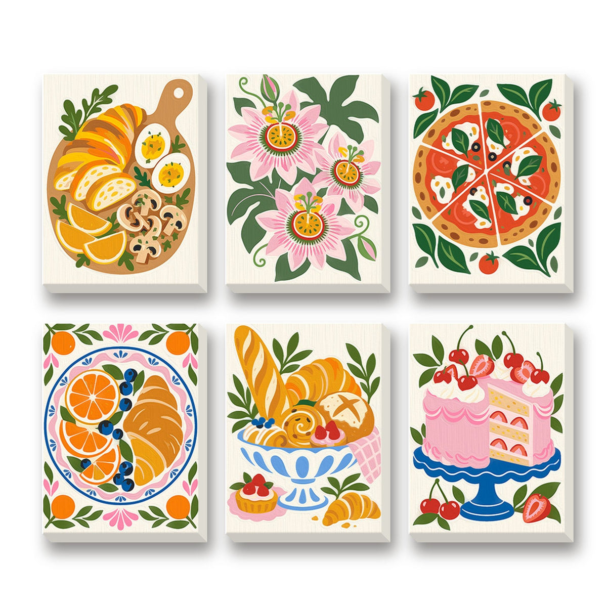 Majolica Kitchen – set of 6 mini paint by numbers canvases