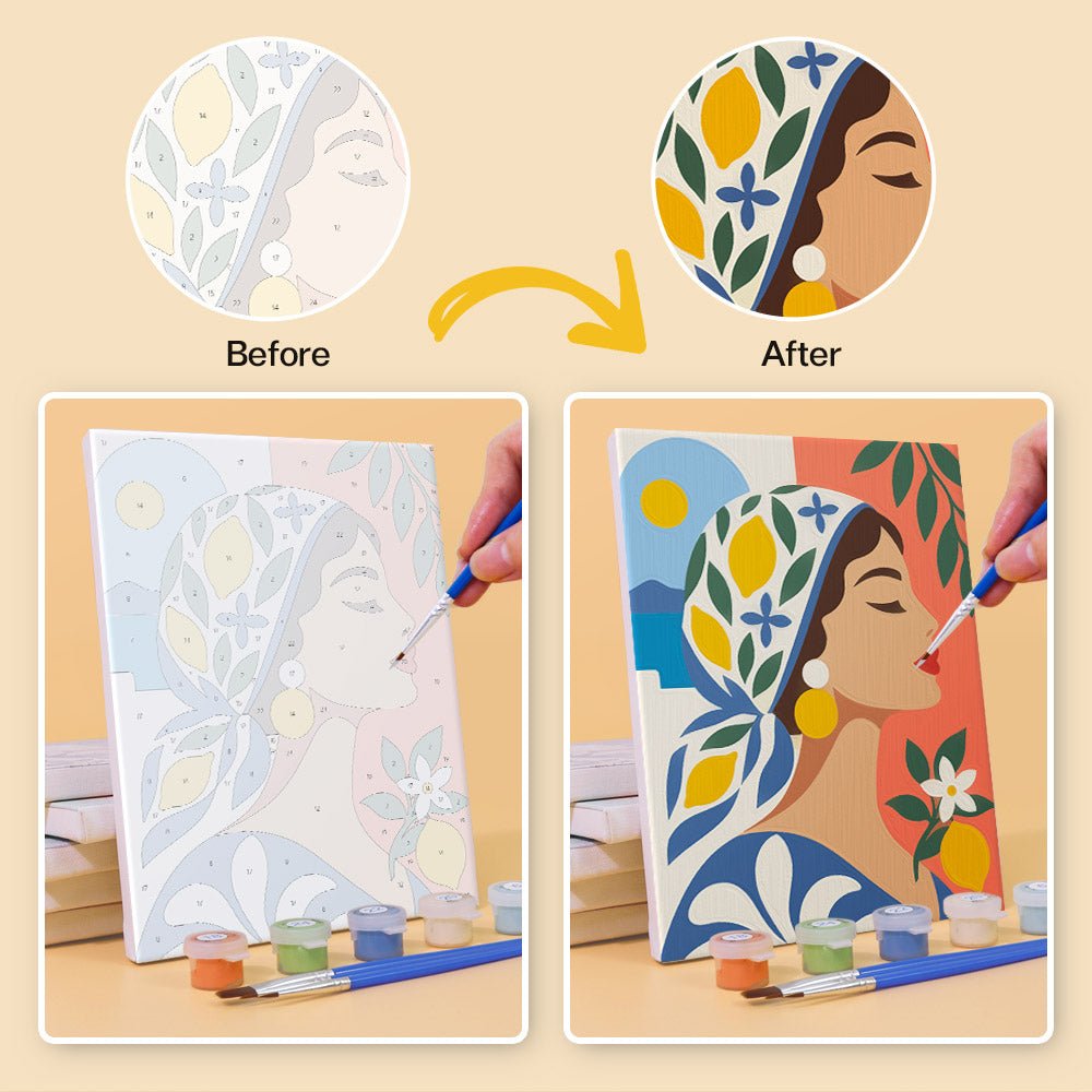 Before and after painting by numbers