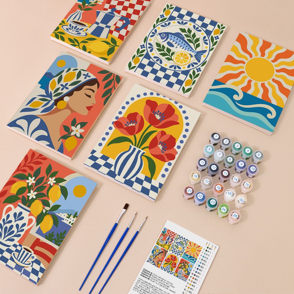 Everything in the Majolica Summer mini painting kit
