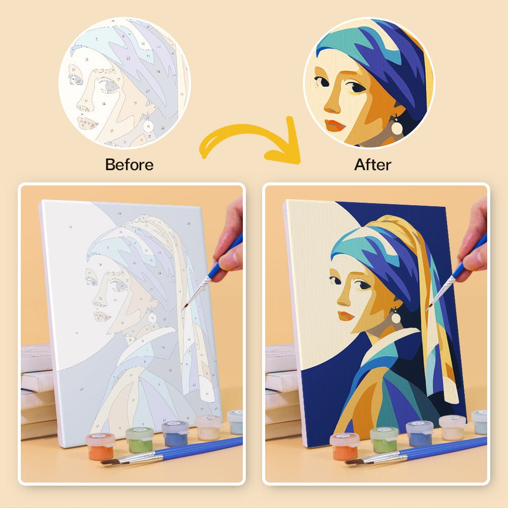 Before and after painting by numbers