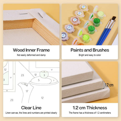 Wood inner frame, paints and brushes, clear lines, 1.2 cm thickness
