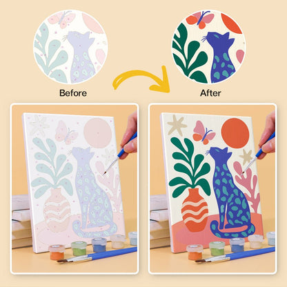 Before and after painting by numbers