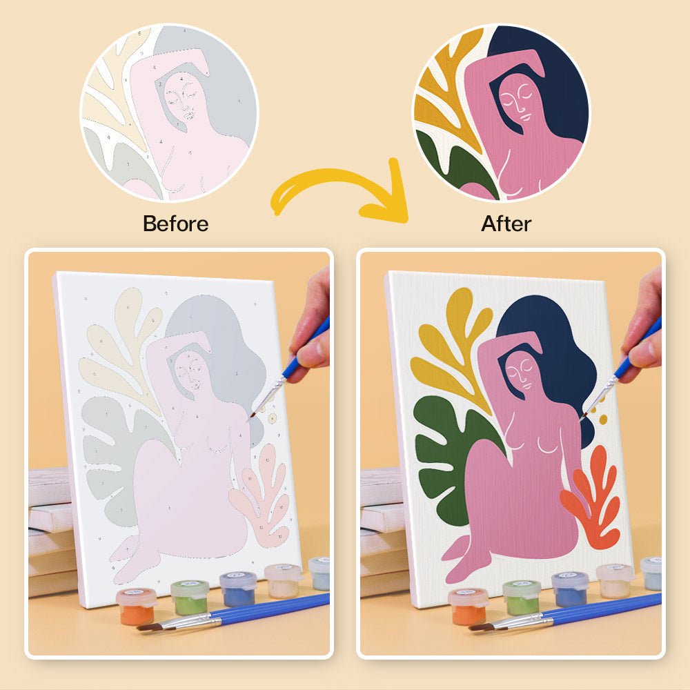 Before and after painting by numbers