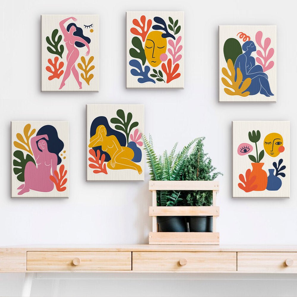 Matisse Figures mini paintings displayed on a wall
