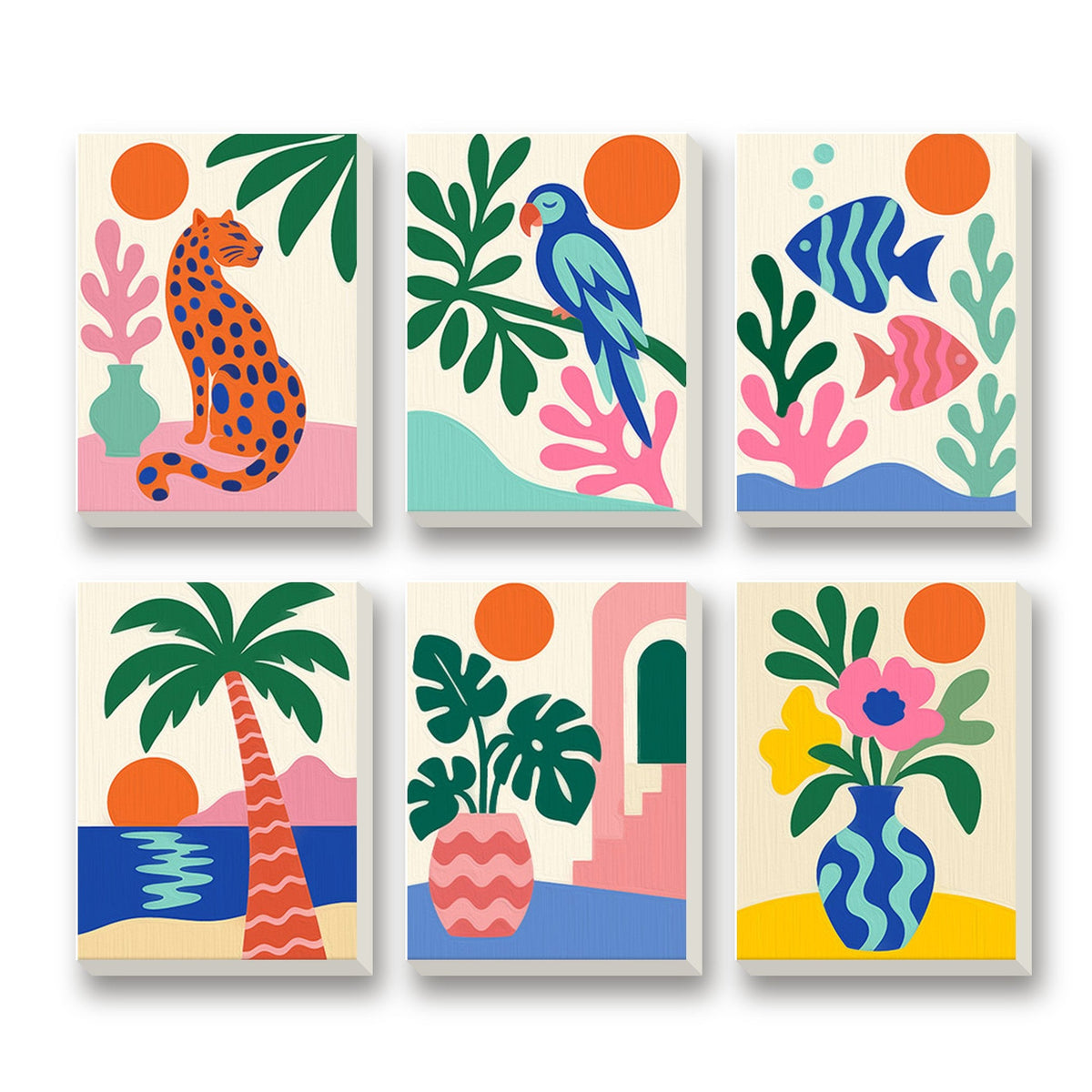 Matisse Jungle – set of 6 mini paint by numbers canvases
