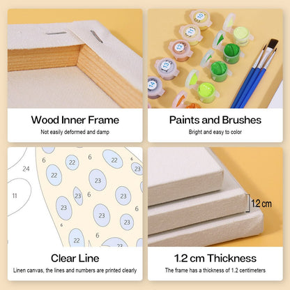 Wood inner frame, paints and brushes, clear lines, 1.2 cm thickness