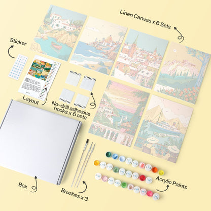 Mediterranean Escapes – Set of 6 Mini Paintings - Judy Paint