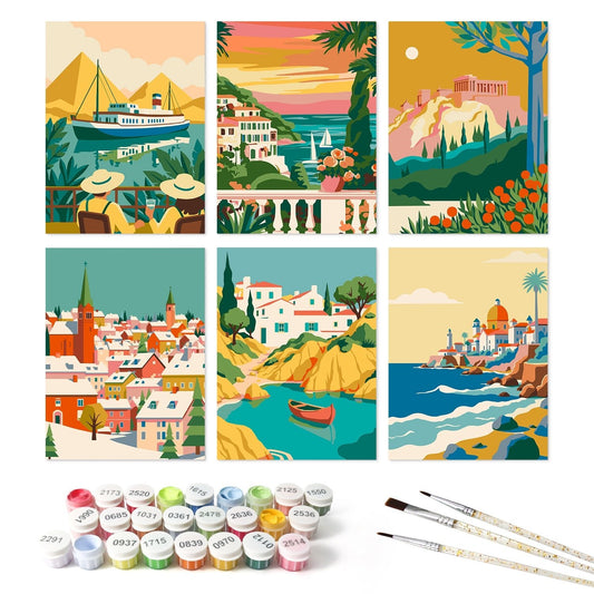 Mediterranean Escapes – Set of 6 Mini Paintings - Judy Paint
