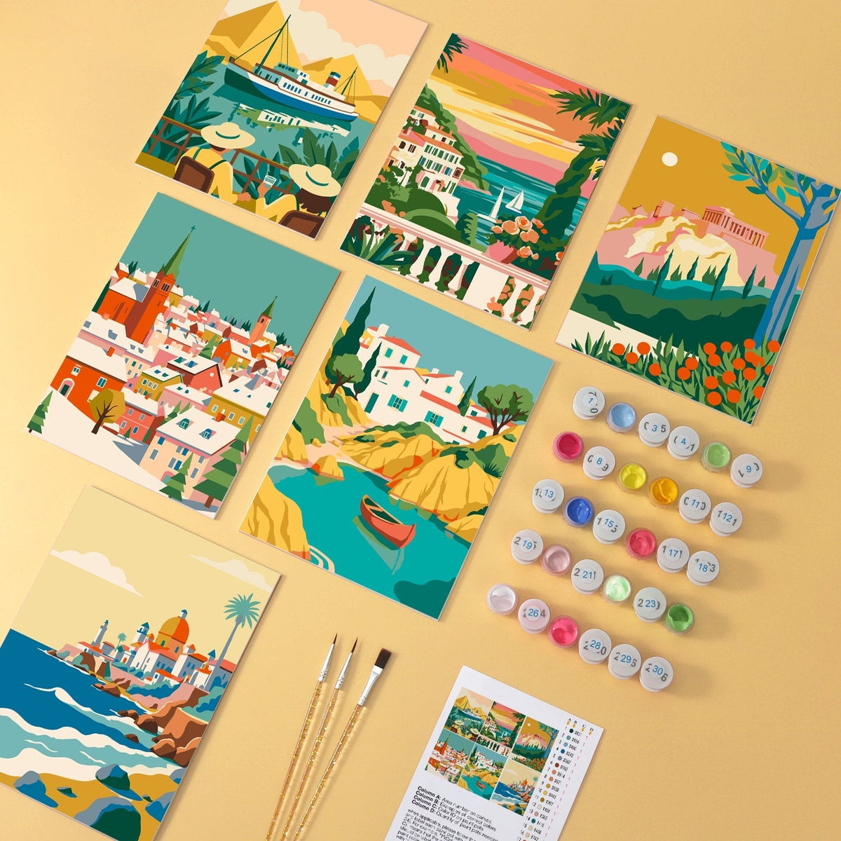 Mediterranean Escapes – Set of 6 Mini Paintings - Judy Paint