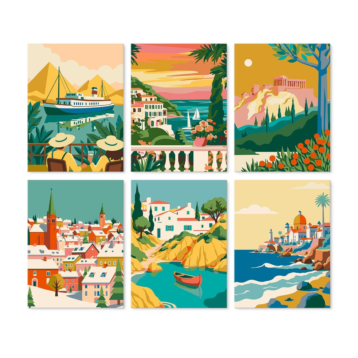 Mediterranean Escapes – Set of 6 Mini Paintings - Judy Paint