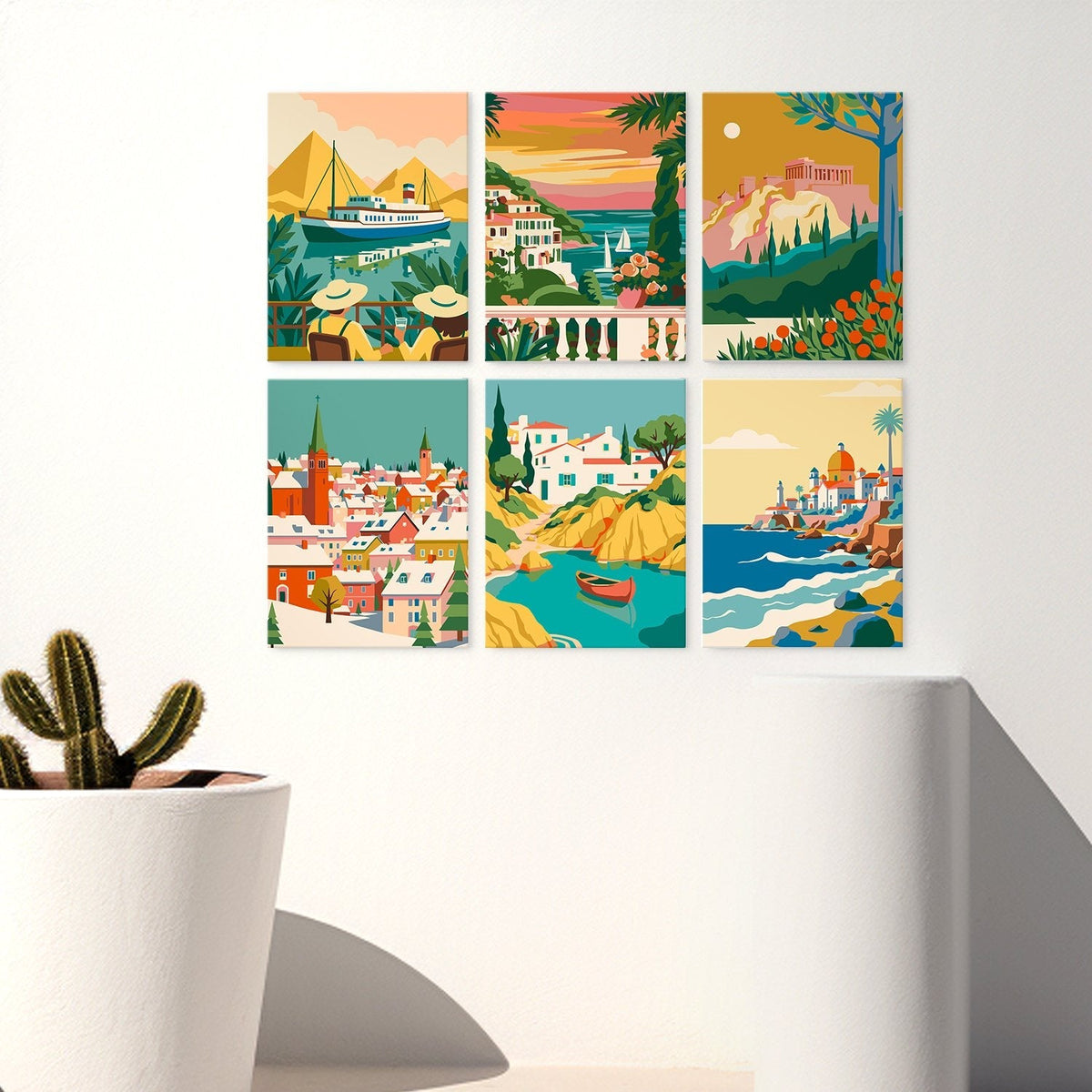 Mediterranean Escapes – Set of 6 Mini Paintings - Judy Paint