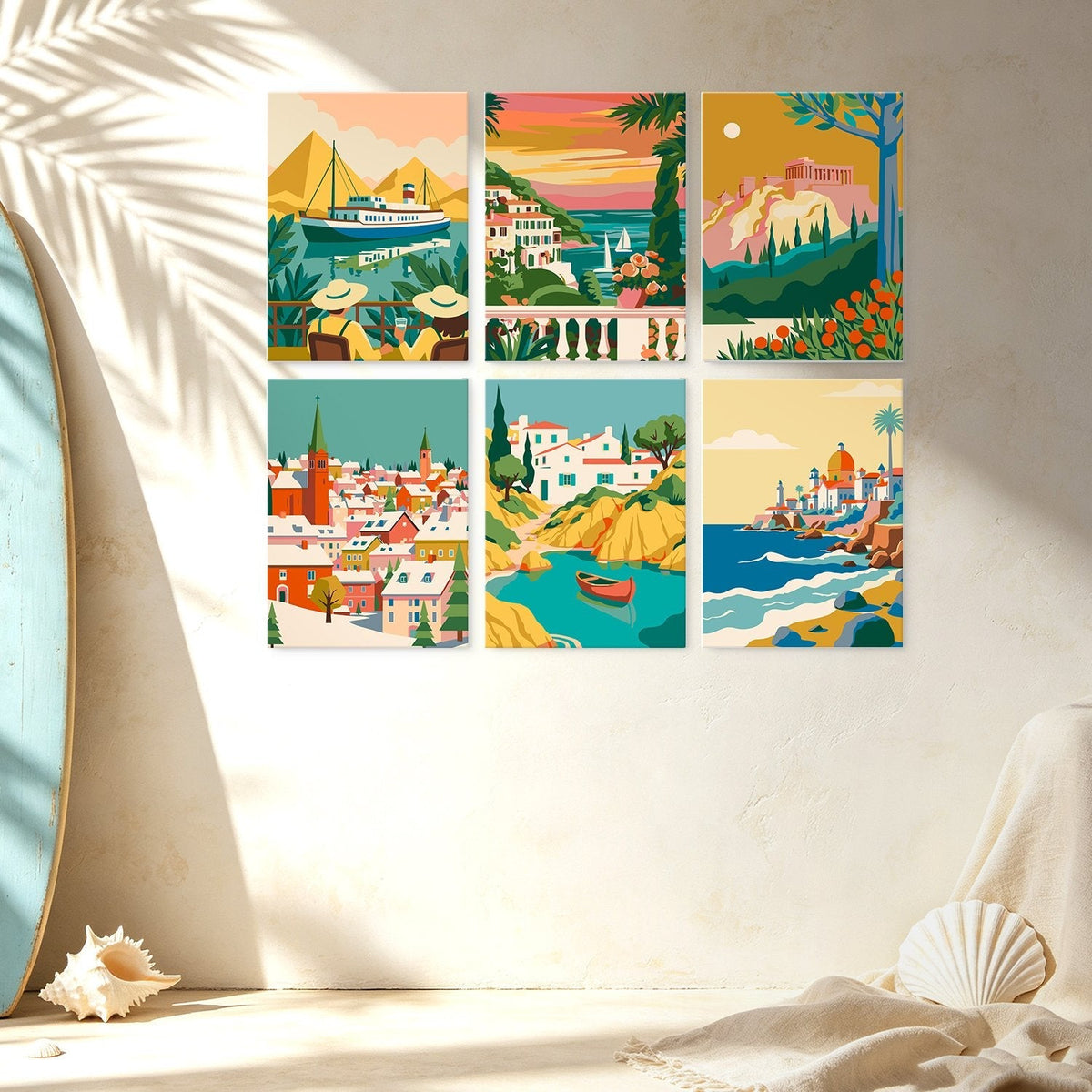 Mediterranean Escapes – Set of 6 Mini Paintings - Judy Paint