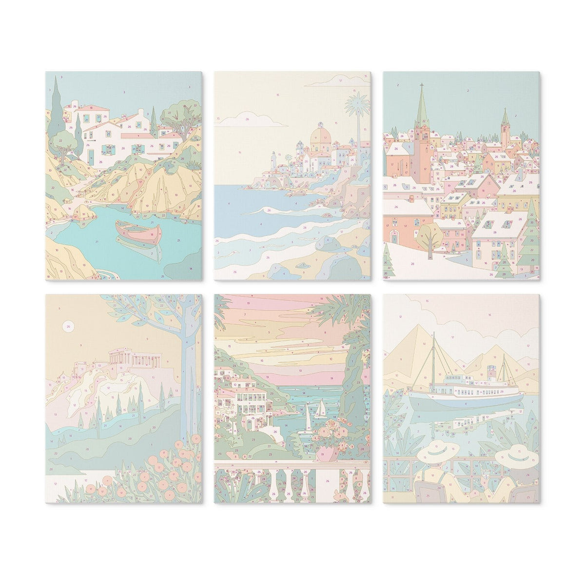 Mediterranean Escapes – Set of 6 Mini Paintings - Judy Paint