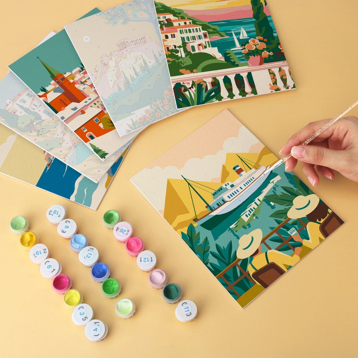 Mediterranean Escapes – Set of 6 Mini Paintings - Judy Paint