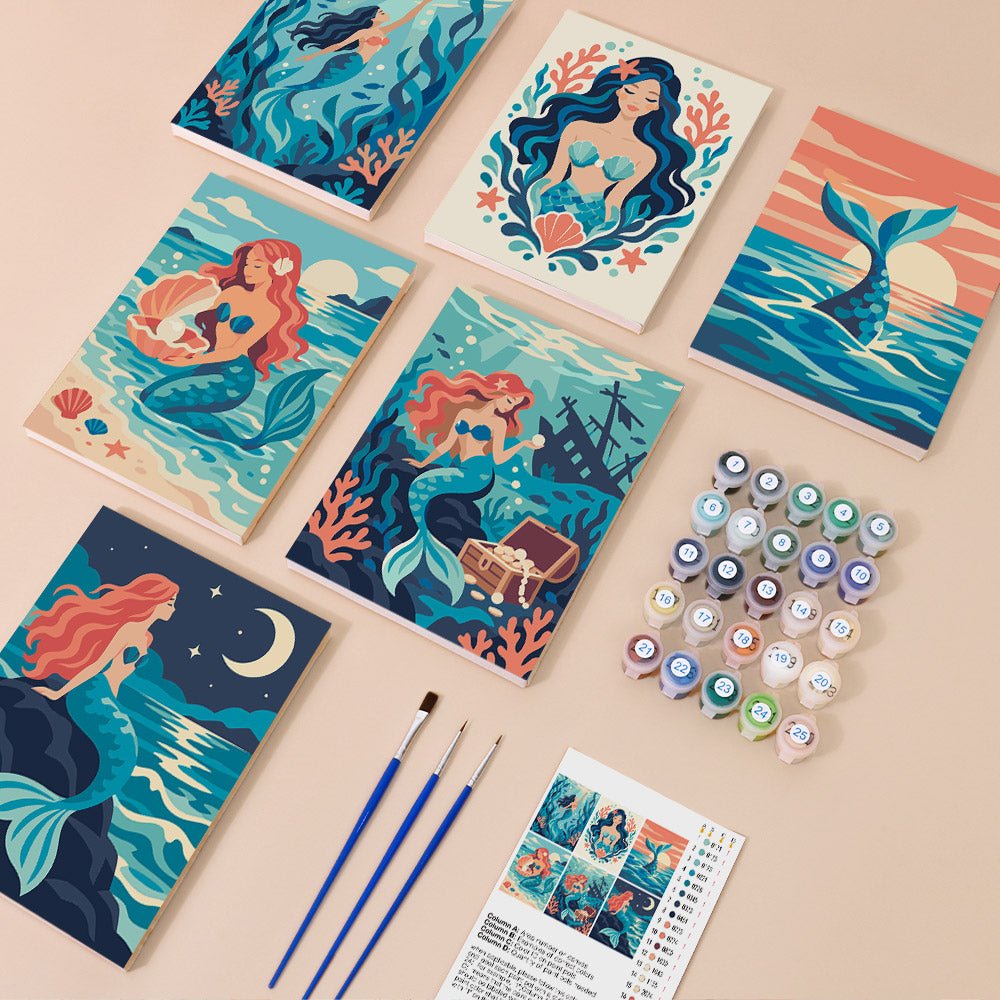 Everything in the Mermaid Lagoon mini painting kit