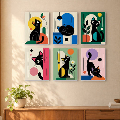 Mid-Century Cats mini painting set