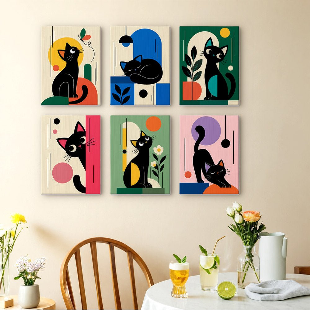 Mid-Century Cats mini painting set