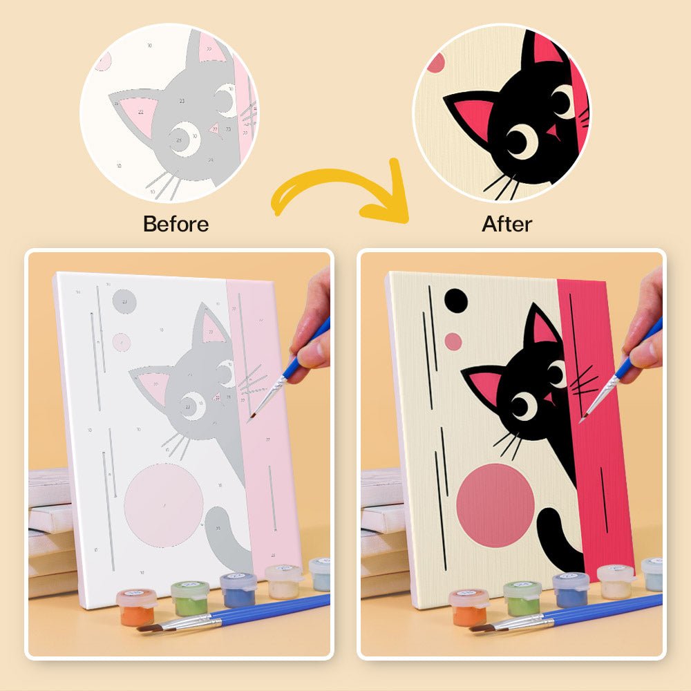 Before and after painting by numbers