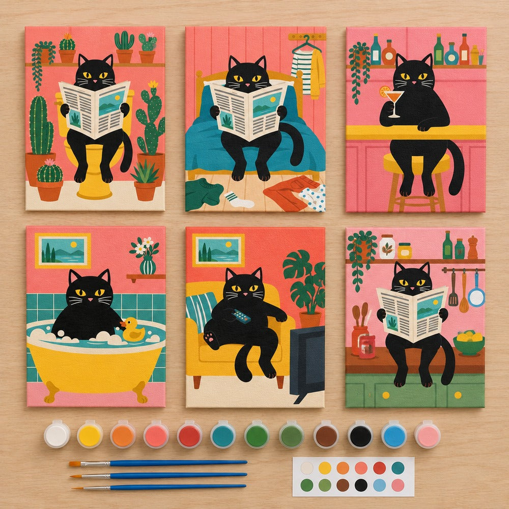 Everything in the Midnight Reading Nook mini painting kit