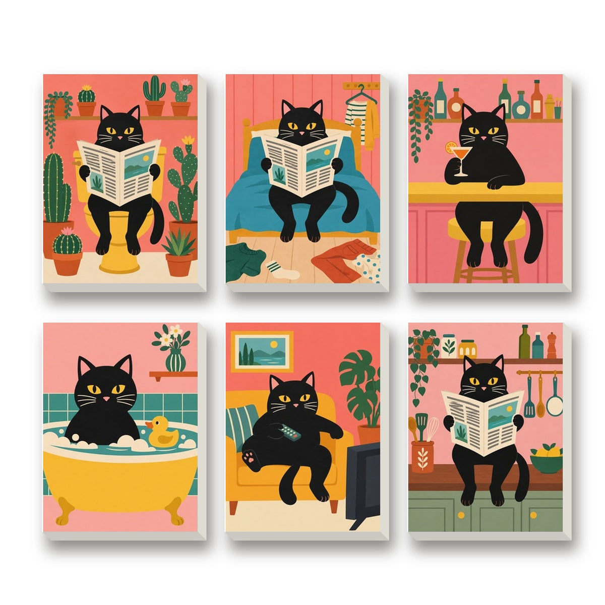 Midnight Reading Nook – set of 6 mini paint by numbers canvases