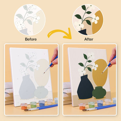 Before and after painting by numbers