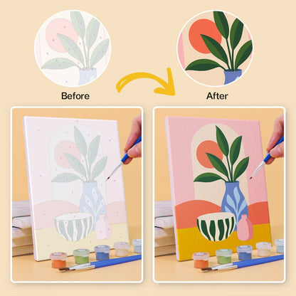 Before and after painting by numbers