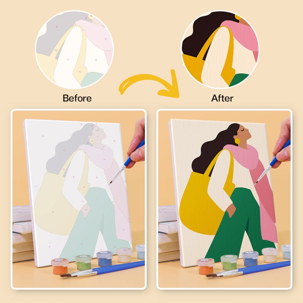 Before and after painting by numbers