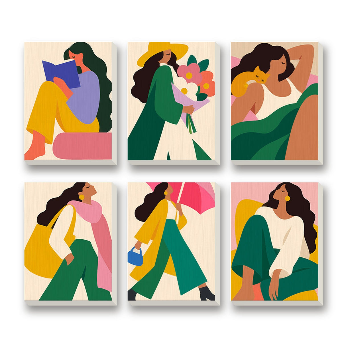 Modern Muse – set of 6 mini paint by numbers canvases