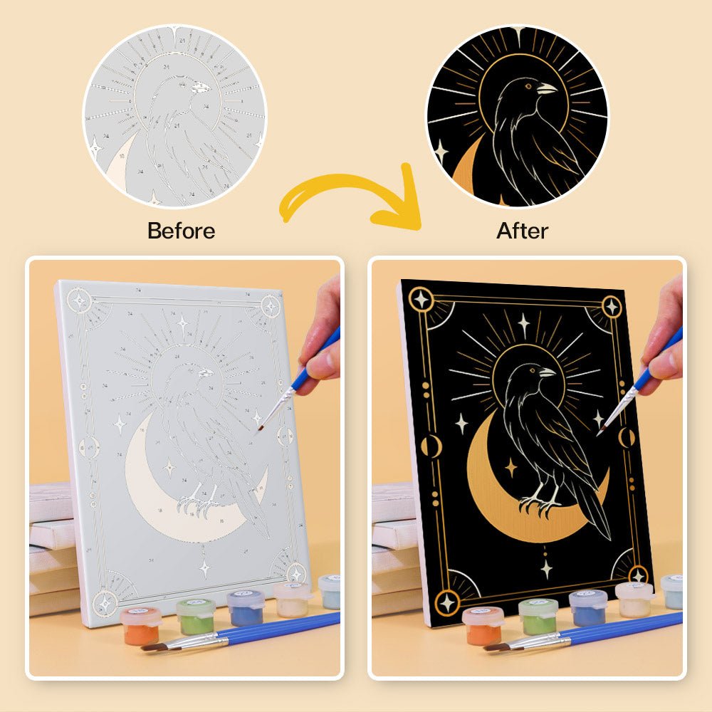 Before and after painting by numbers