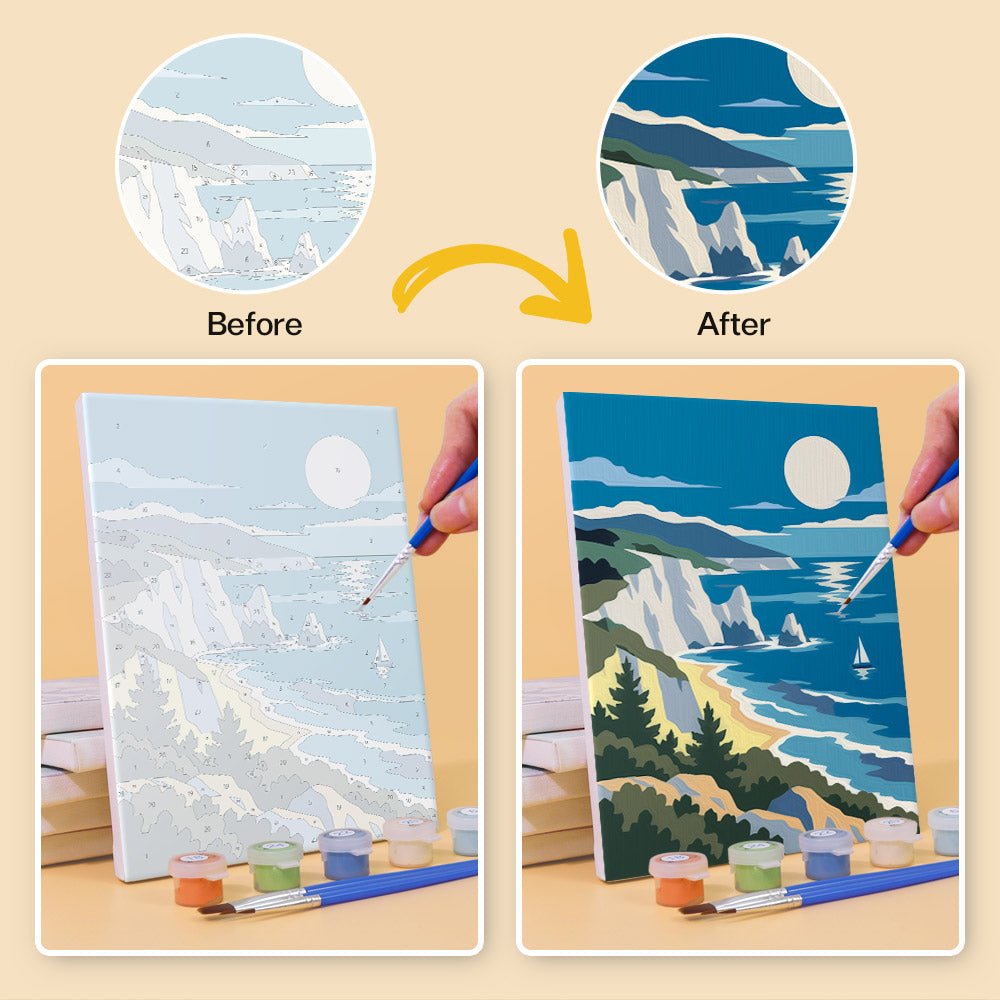 Before and after painting by numbers