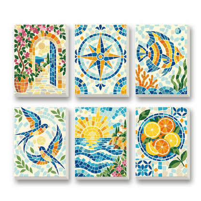 Mosaic Summer – set of 6 mini paint by numbers canvases