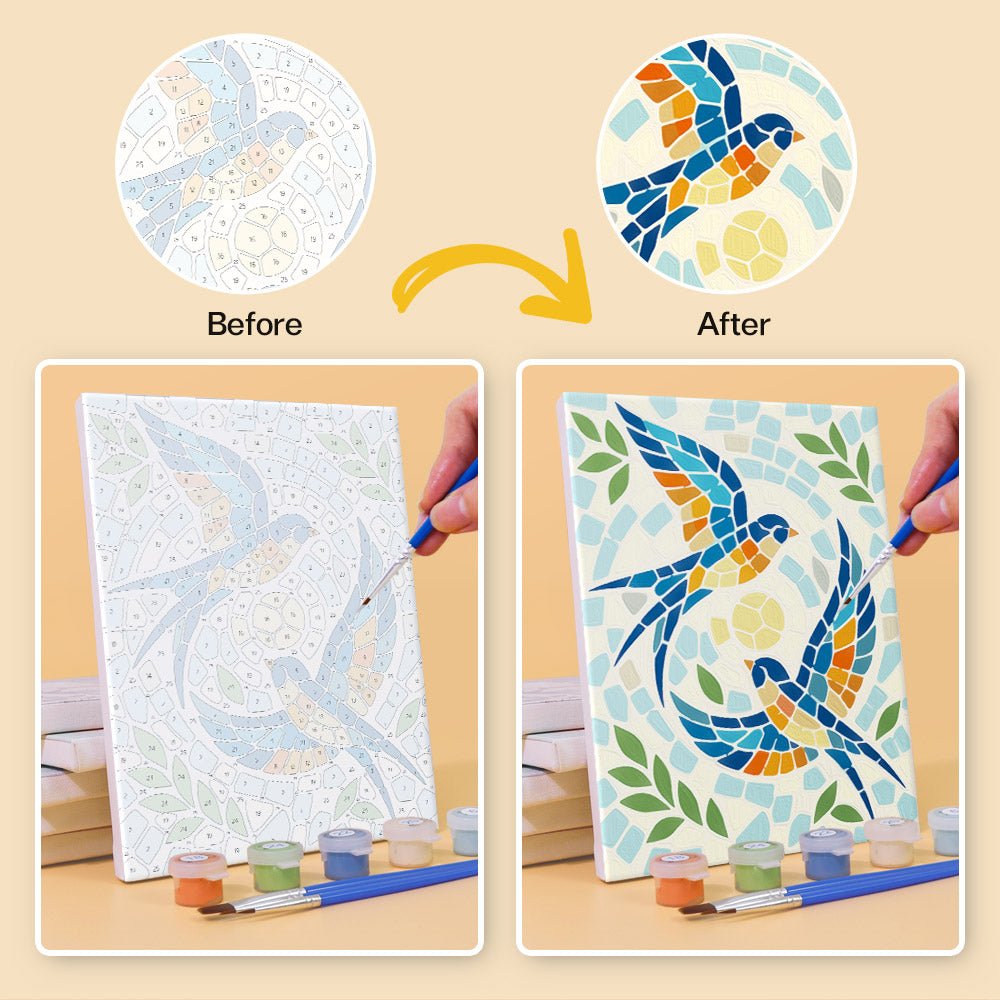 Before and after painting by numbers