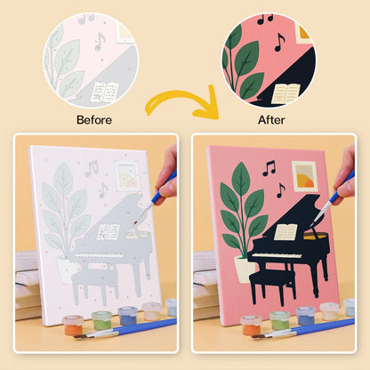 Before and after painting by numbers