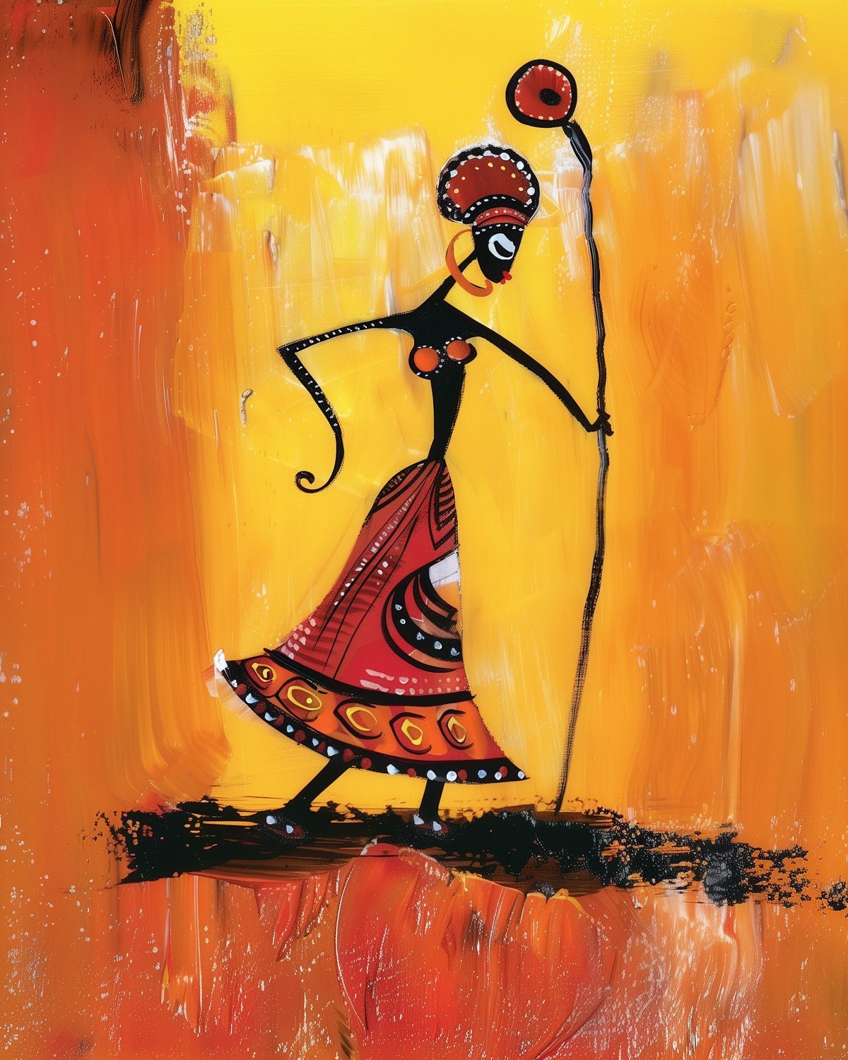 Mystical African Woman with Enchanted Staff - Judy Paint