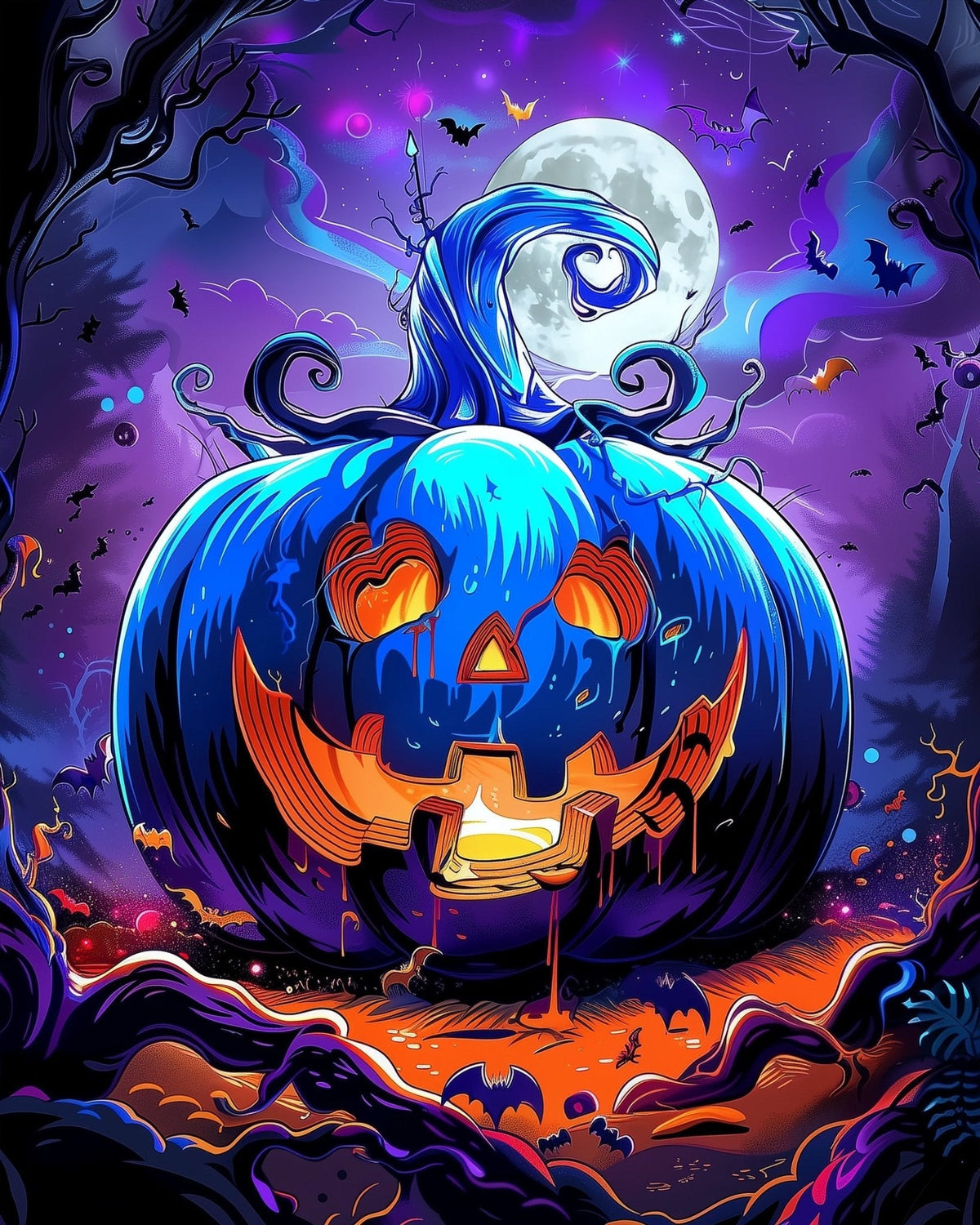 Mystical Moonlit Pumpkin - Halloween - Judy Paint