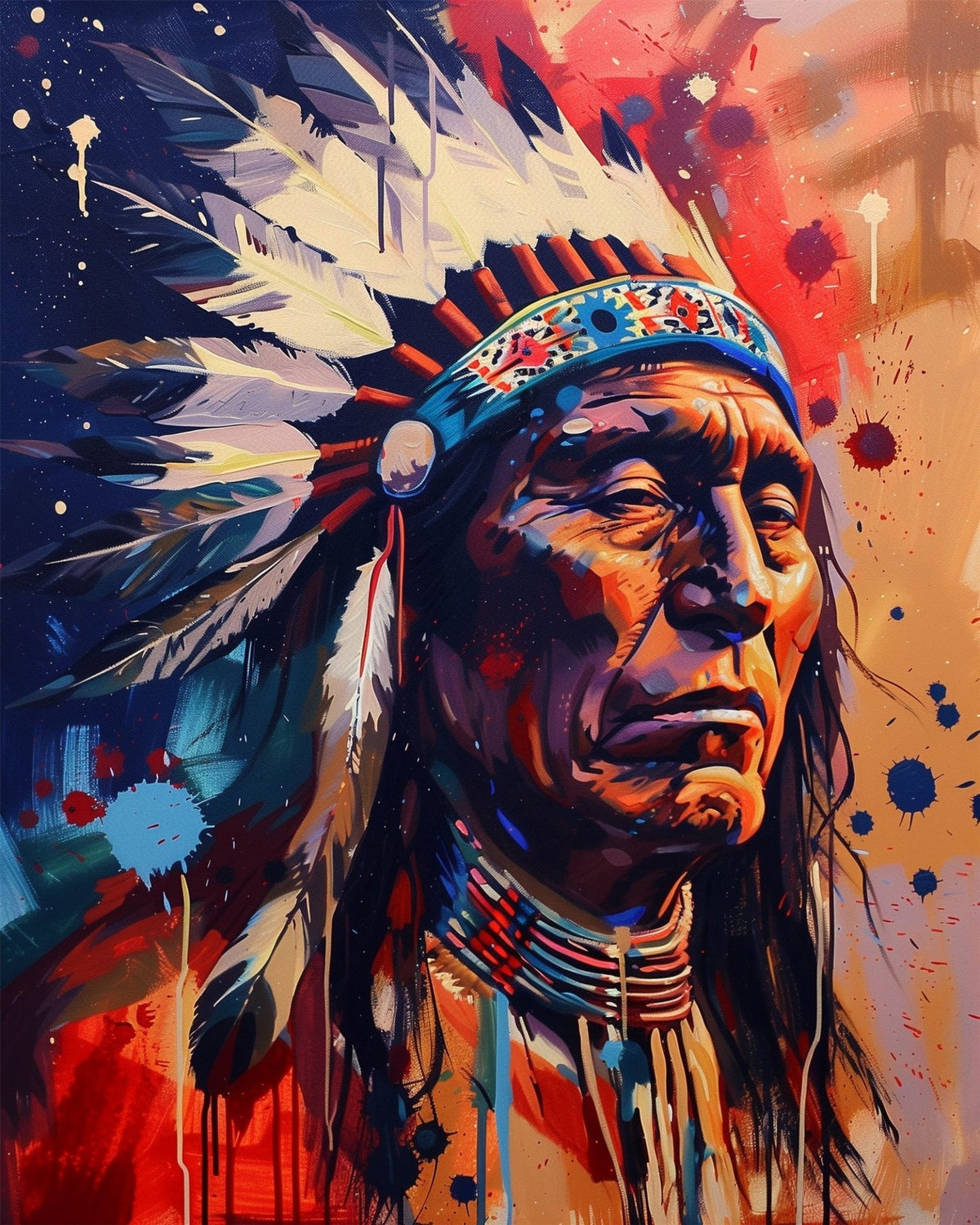 Native Chief Portrait - USA - Judy Paint