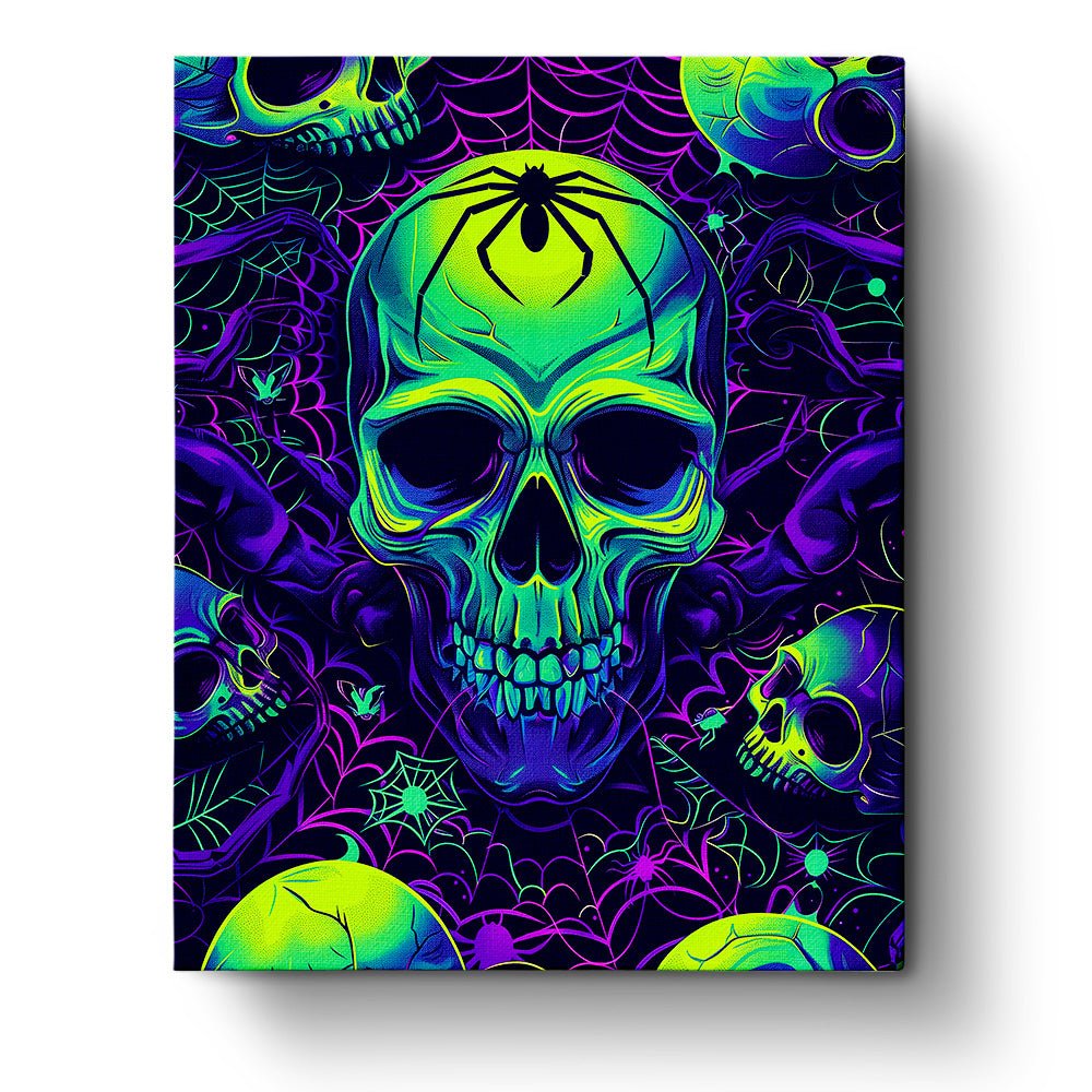 Neon Skull with Spider - Halloween - Judy Paint
