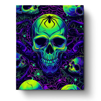 Neon Skull with Spider - Halloween - Judy Paint