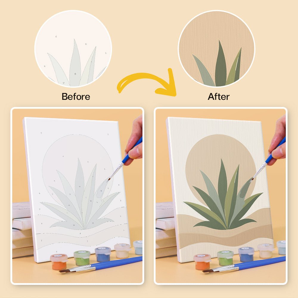 Before and after painting by numbers